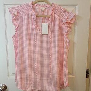 Sanctuary Pink Gingham Flutter Sleeve Camisole